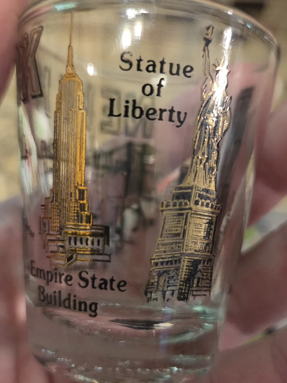 VTG New York City Shot Glass World Trade Center, Empire State, Statue Liberty